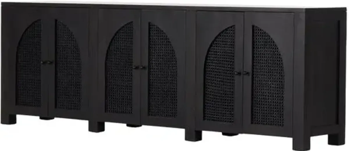 Sabrina Cane 6-Door Sideboard - Black Wash