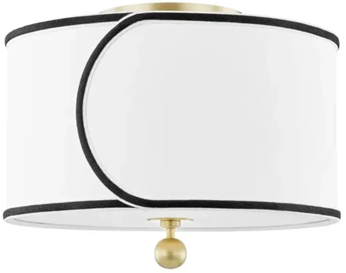 Ziya Belgian Linen Semi Flush Mount - White