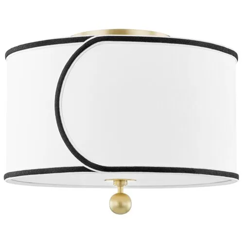 Ziya Belgian Linen Semi Flush Mount - White