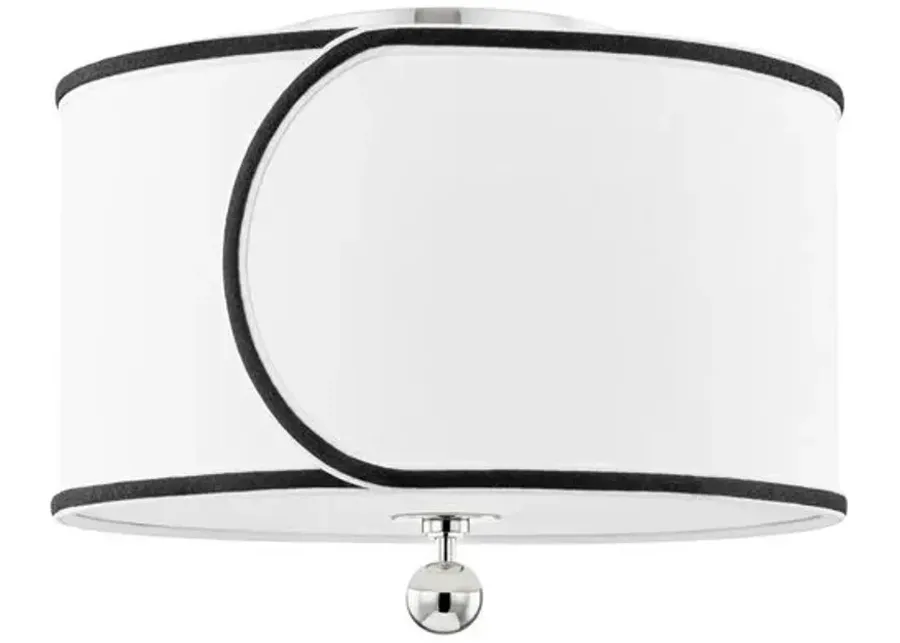 Ziya Belgian Linen Semi Flush Mount - White