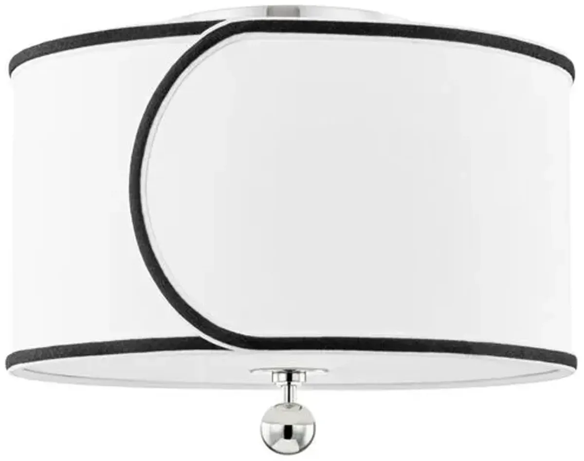 Ziya Belgian Linen Semi Flush Mount - White