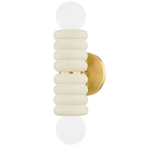 Bibi 2-Light Wall Sconce - Aged Brass/Antique Ivory - Eny Lee Parker for Mitzi