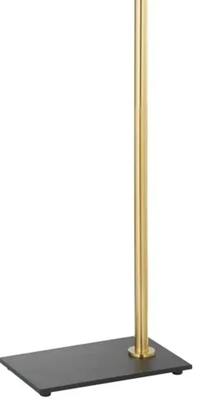 Lucille Rattan Floor Lamp - Aged Brass/Textured Black