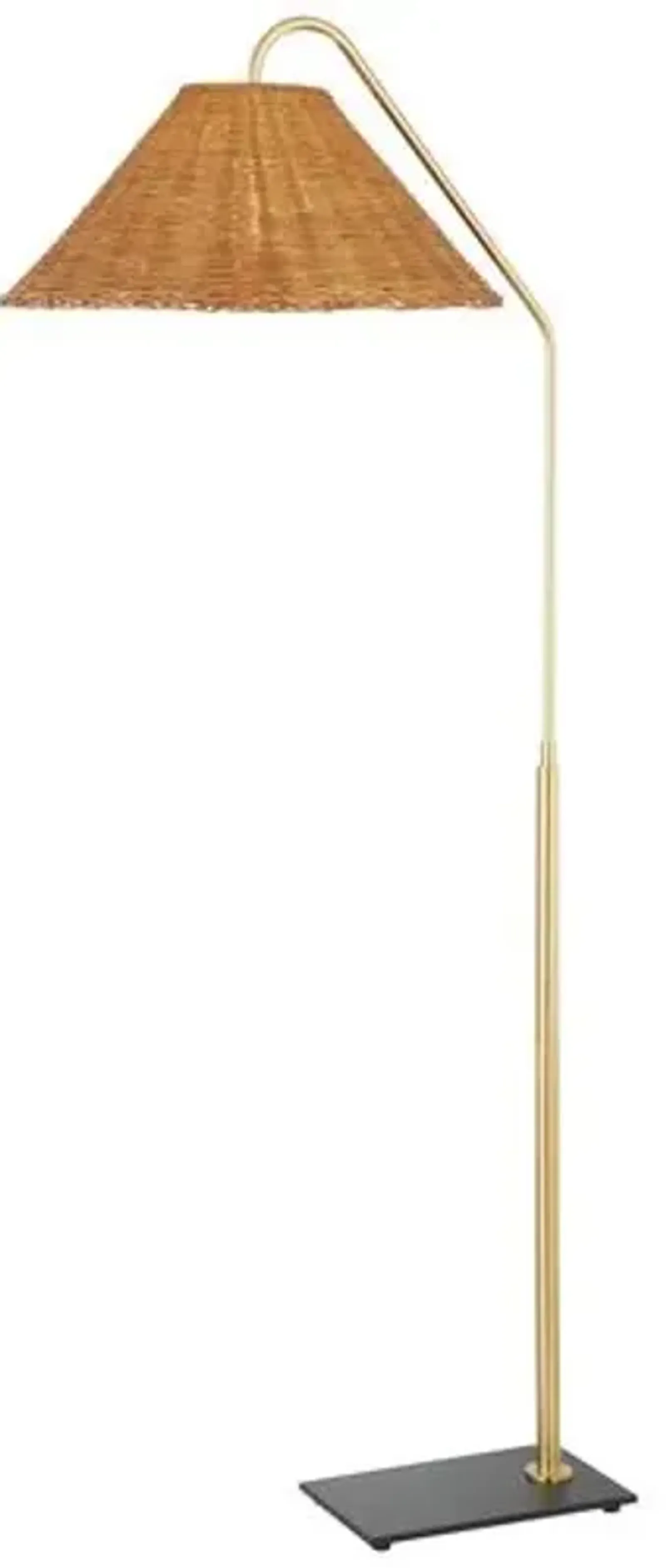 Lucille Rattan Floor Lamp - Aged Brass/Textured Black