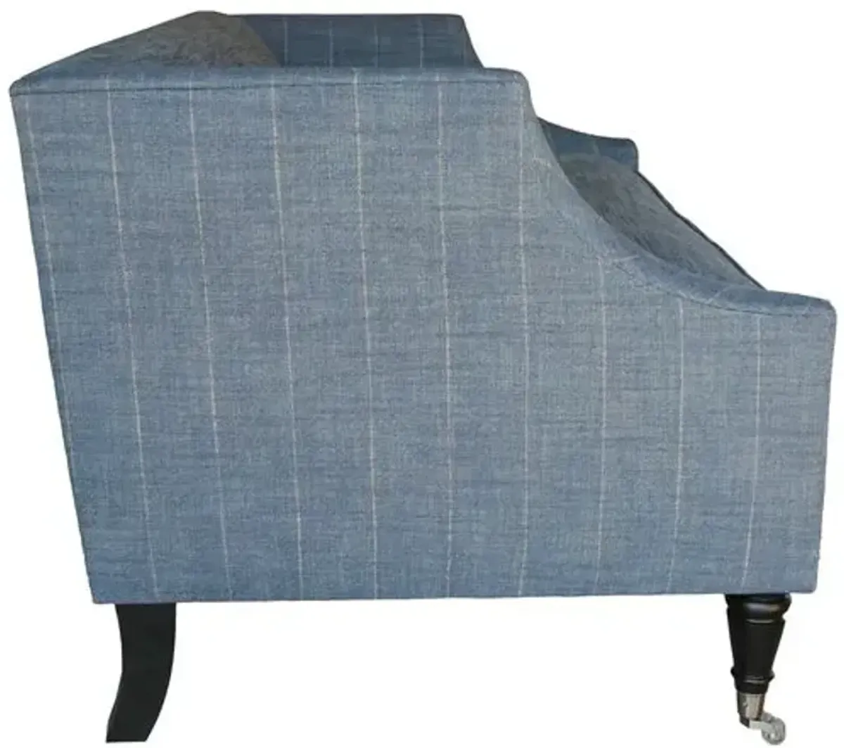 Gage Swoop-Arm Settee - Huntington Stripe Denim - Kim Salmela - Handcrafted - Blue