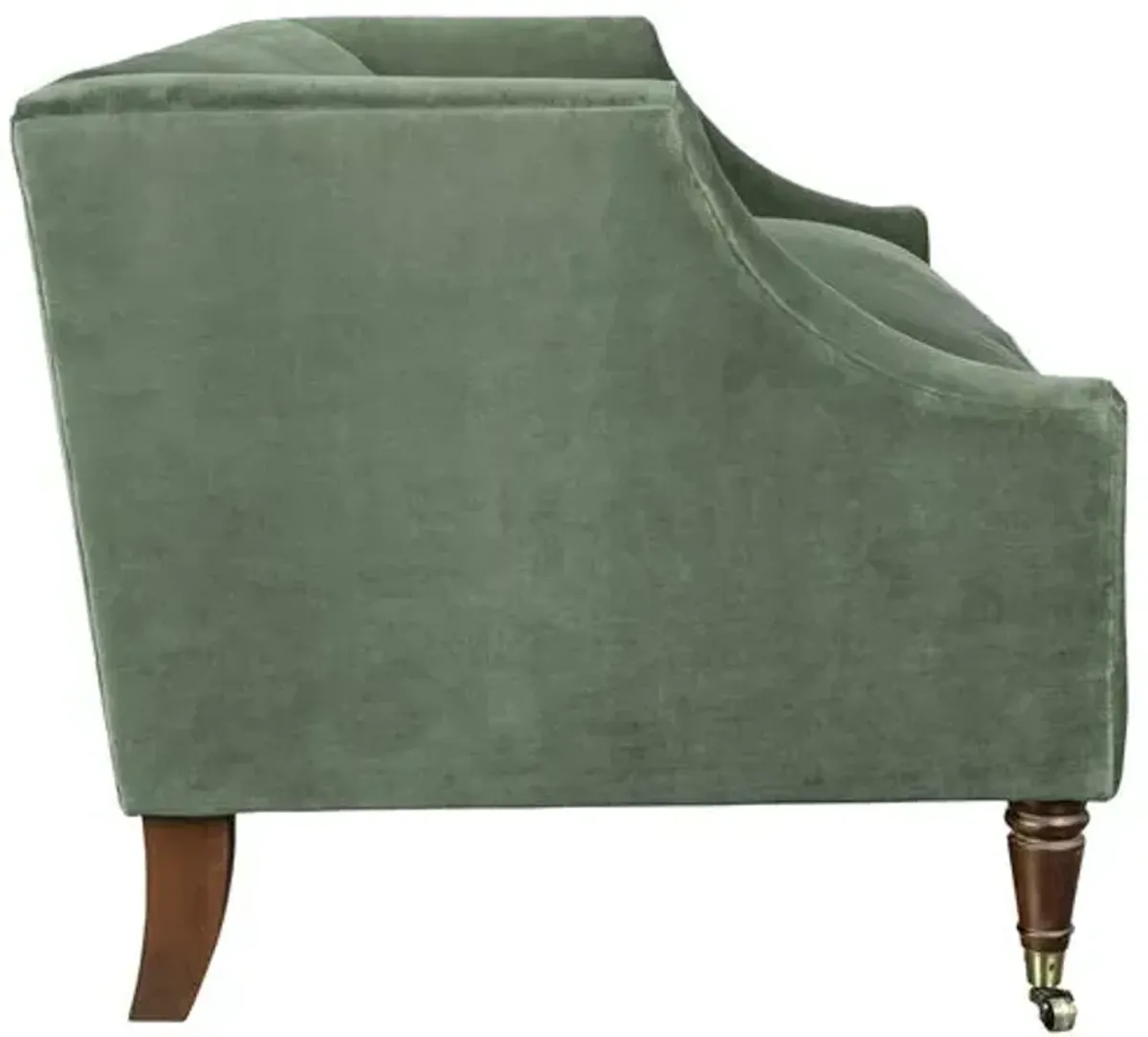 Gage Swoop-Arm Settee - Performance Velvet - Kim Salmela - Handcrafted - Green