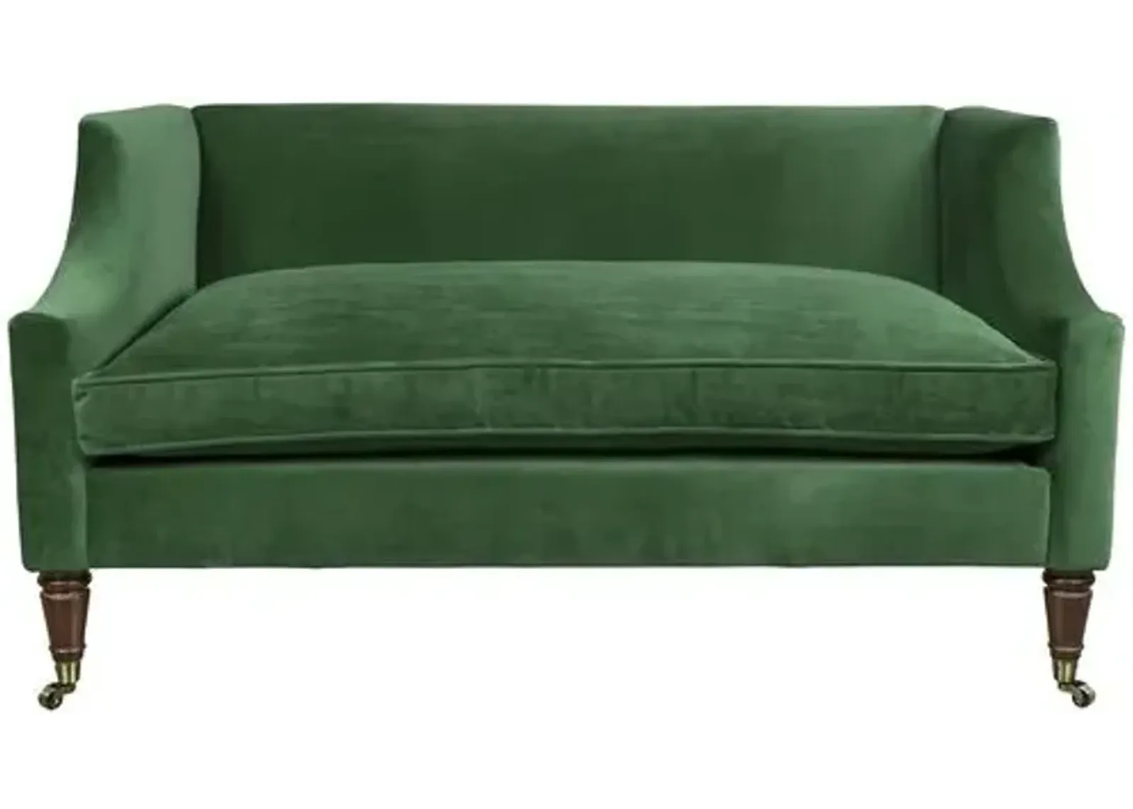 Gage Swoop-Arm Settee - Performance Velvet - Kim Salmela - Handcrafted - Green