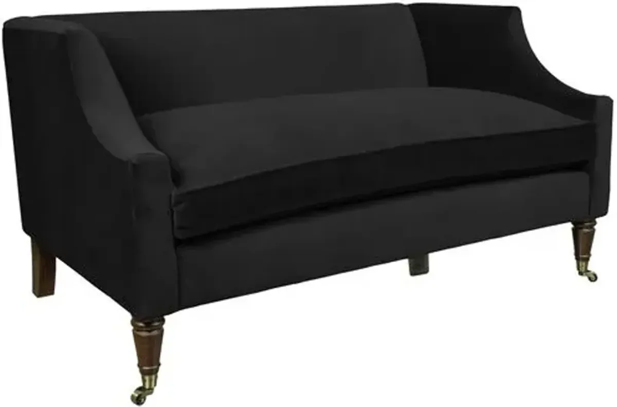 Gage Swoop-Arm Settee - Performance Velvet - Kim Salmela - Handcrafted - Black