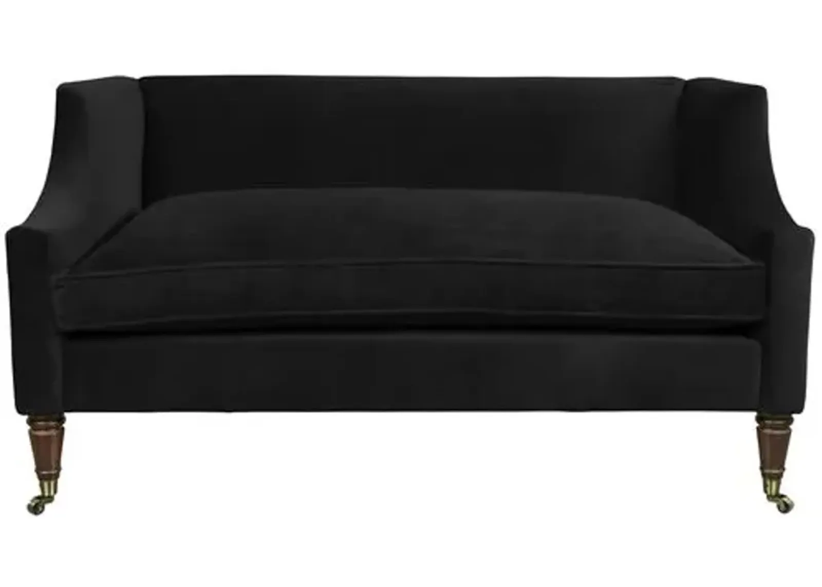 Gage Swoop-Arm Settee - Performance Velvet - Kim Salmela - Handcrafted - Black