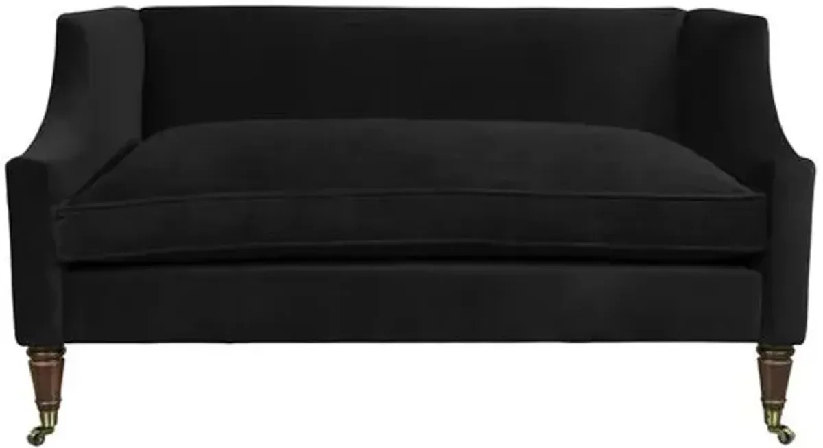 Gage Swoop-Arm Settee - Performance Velvet - Kim Salmela - Handcrafted - Black