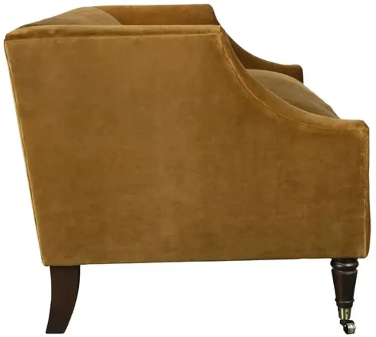 Gage Swoop-Arm Settee - Performance Velvet - Kim Salmela - Handcrafted - Brown