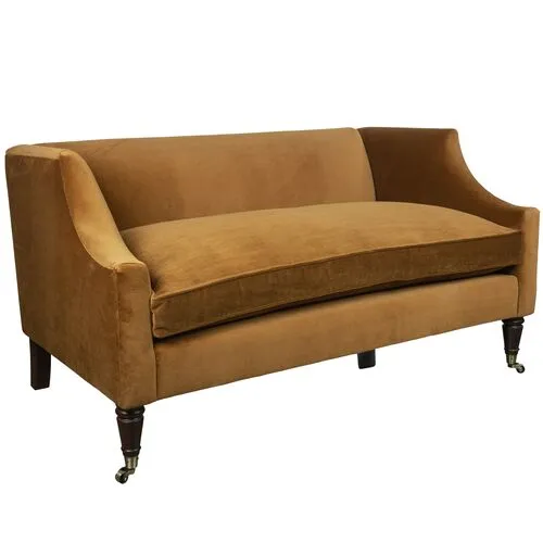 Gage Swoop-Arm Settee - Performance Velvet - Kim Salmela - Handcrafted - Brown