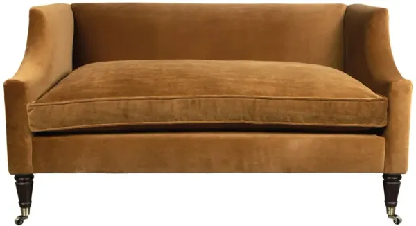 Gage Swoop-Arm Settee - Performance Velvet - Kim Salmela - Handcrafted - Brown