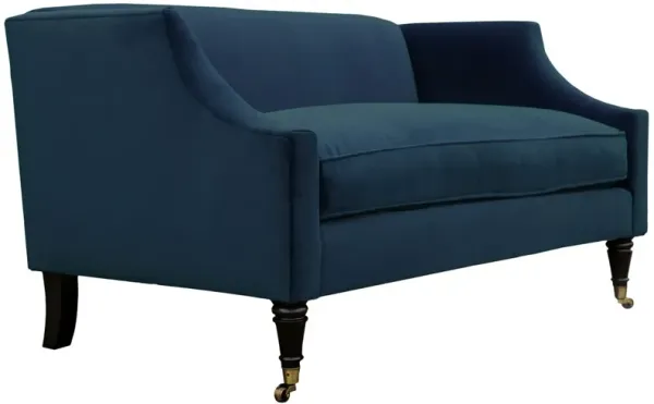 Gage Swoop-Arm Settee - Performance Velvet - Kim Salmela - Handcrafted - Blue