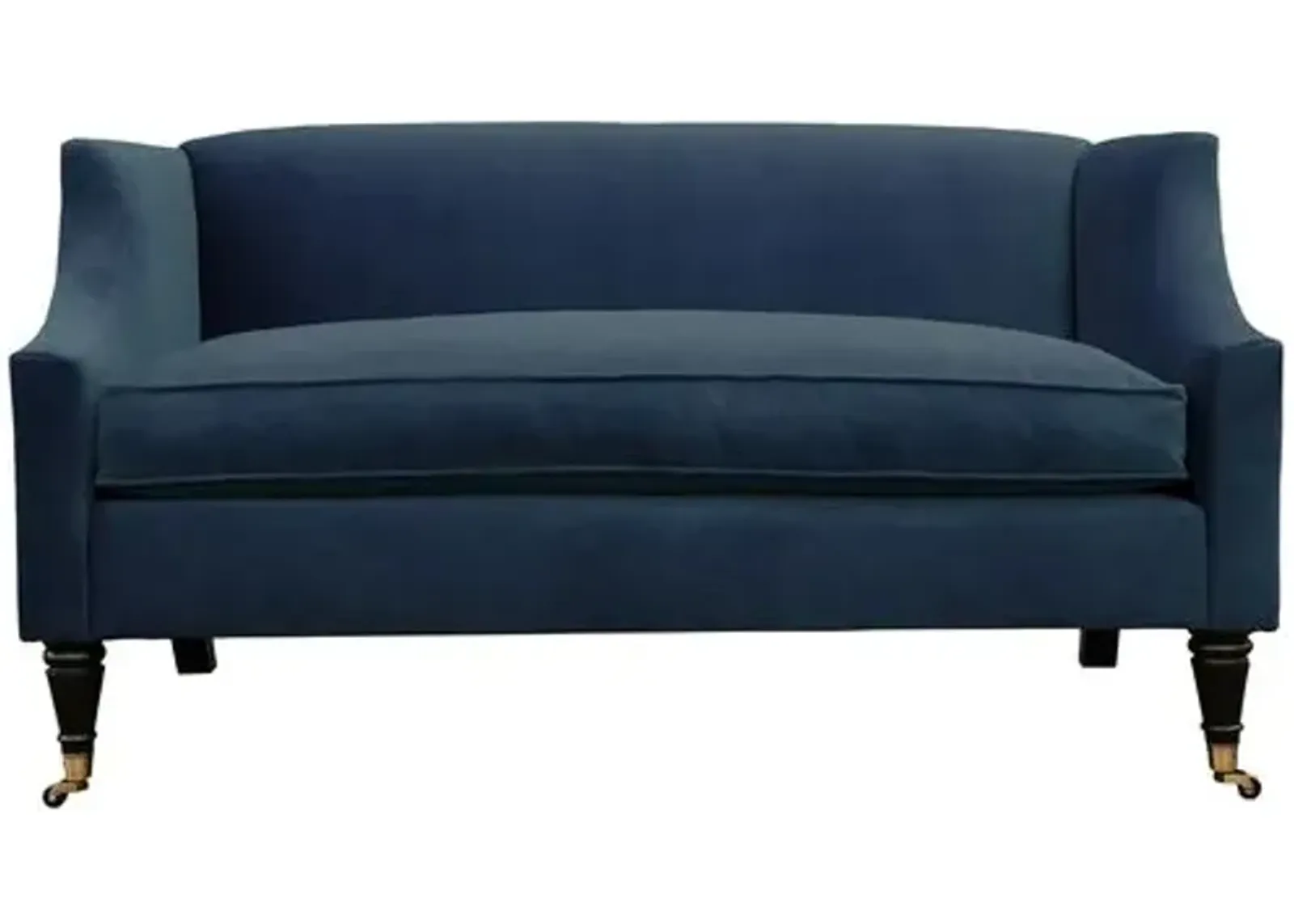 Gage Swoop-Arm Settee - Performance Velvet - Kim Salmela - Handcrafted - Blue