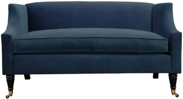 Gage Swoop-Arm Settee - Performance Velvet - Kim Salmela - Handcrafted - Blue