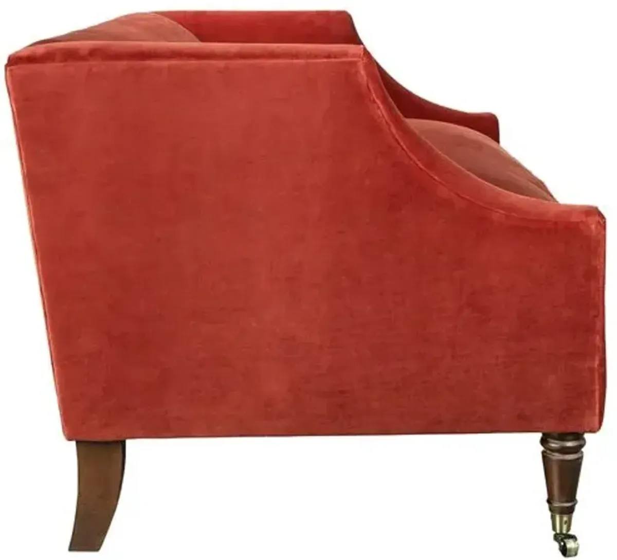 Gage Swoop-Arm Settee - Performance Velvet - Kim Salmela - Handcrafted - Red