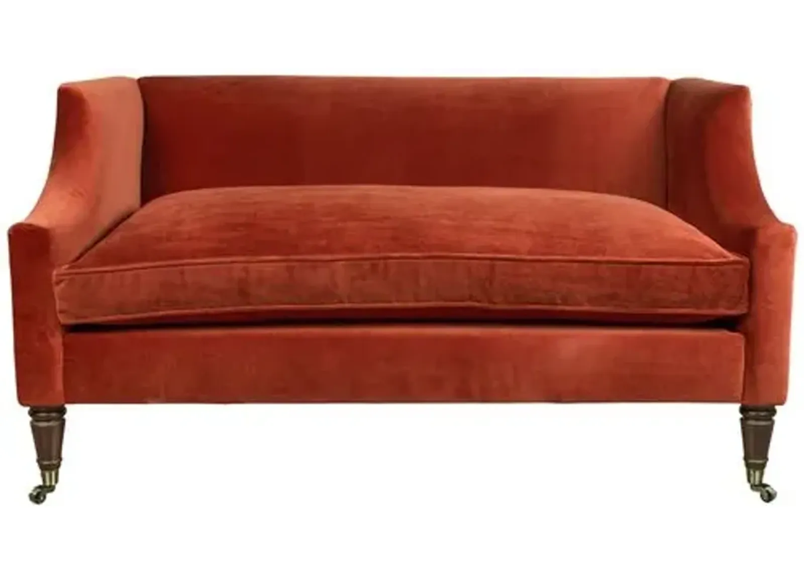 Gage Swoop-Arm Settee - Performance Velvet - Kim Salmela - Handcrafted - Red