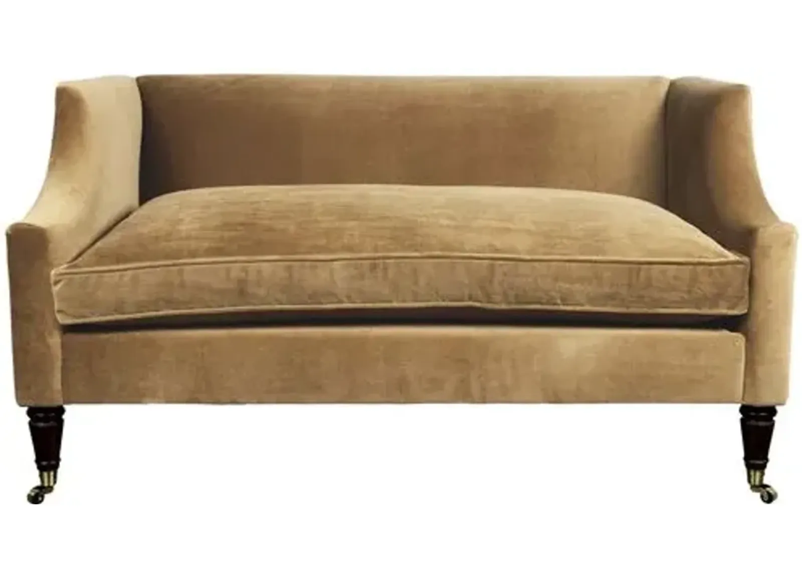 Gage Swoop-Arm Settee - Performance Velvet - Kim Salmela - Handcrafted - Beige