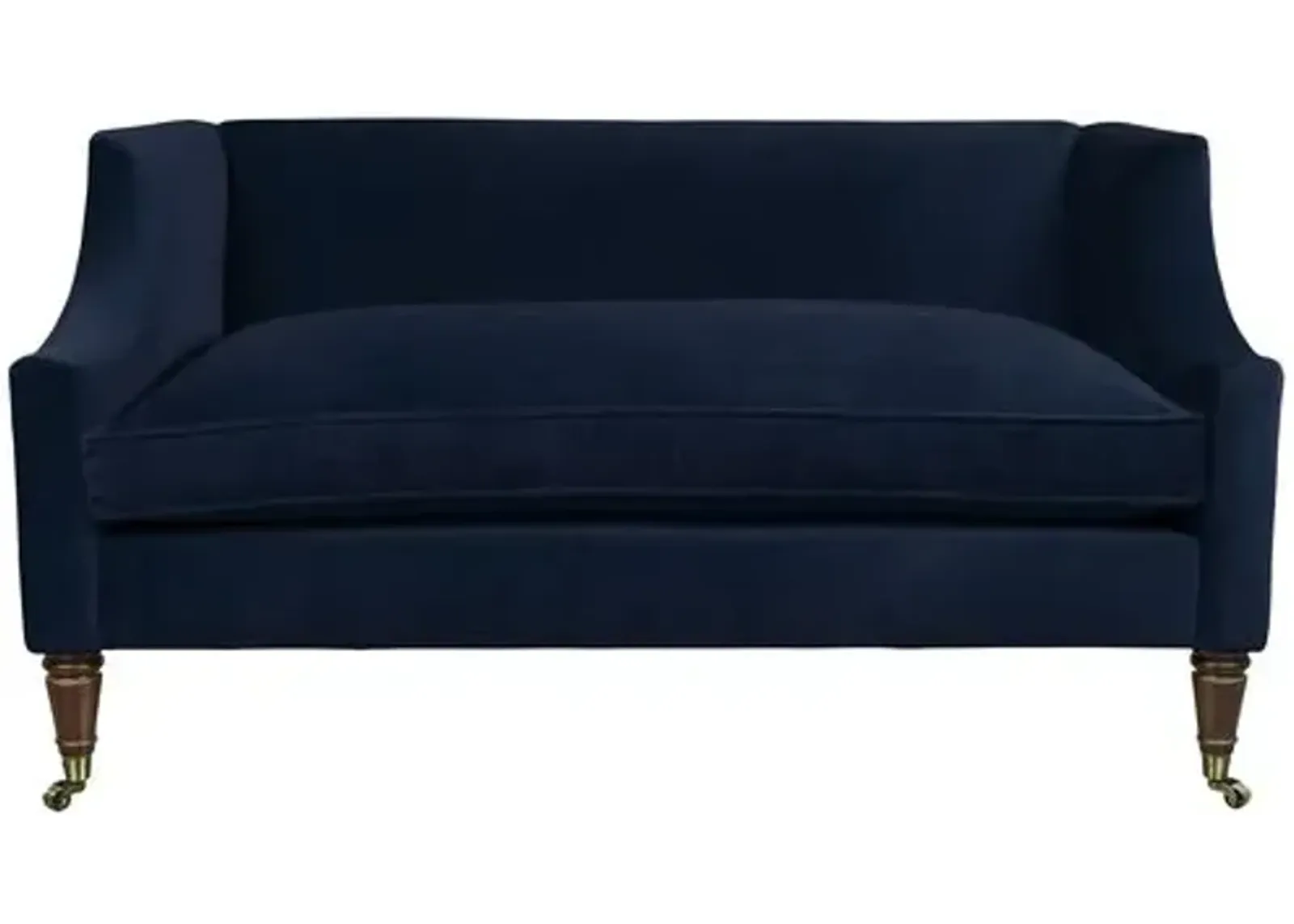 Gage Swoop-Arm Settee - Performance Velvet - Kim Salmela - Handcrafted - Blue