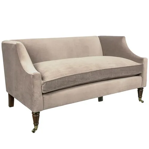 Gage Swoop-Arm Settee - Performance Velvet - Kim Salmela - Handcrafted - Gray