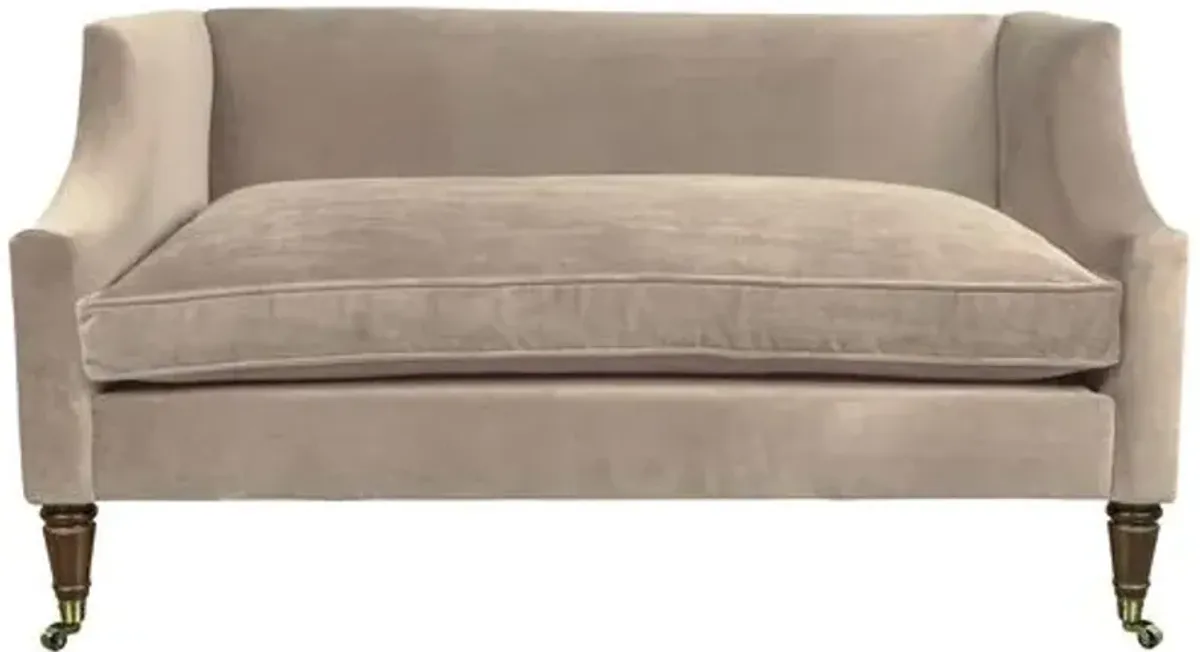 Gage Swoop-Arm Settee - Performance Velvet - Kim Salmela - Handcrafted - Gray