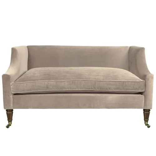 Gage Swoop-Arm Settee - Performance Velvet - Kim Salmela - Handcrafted - Gray