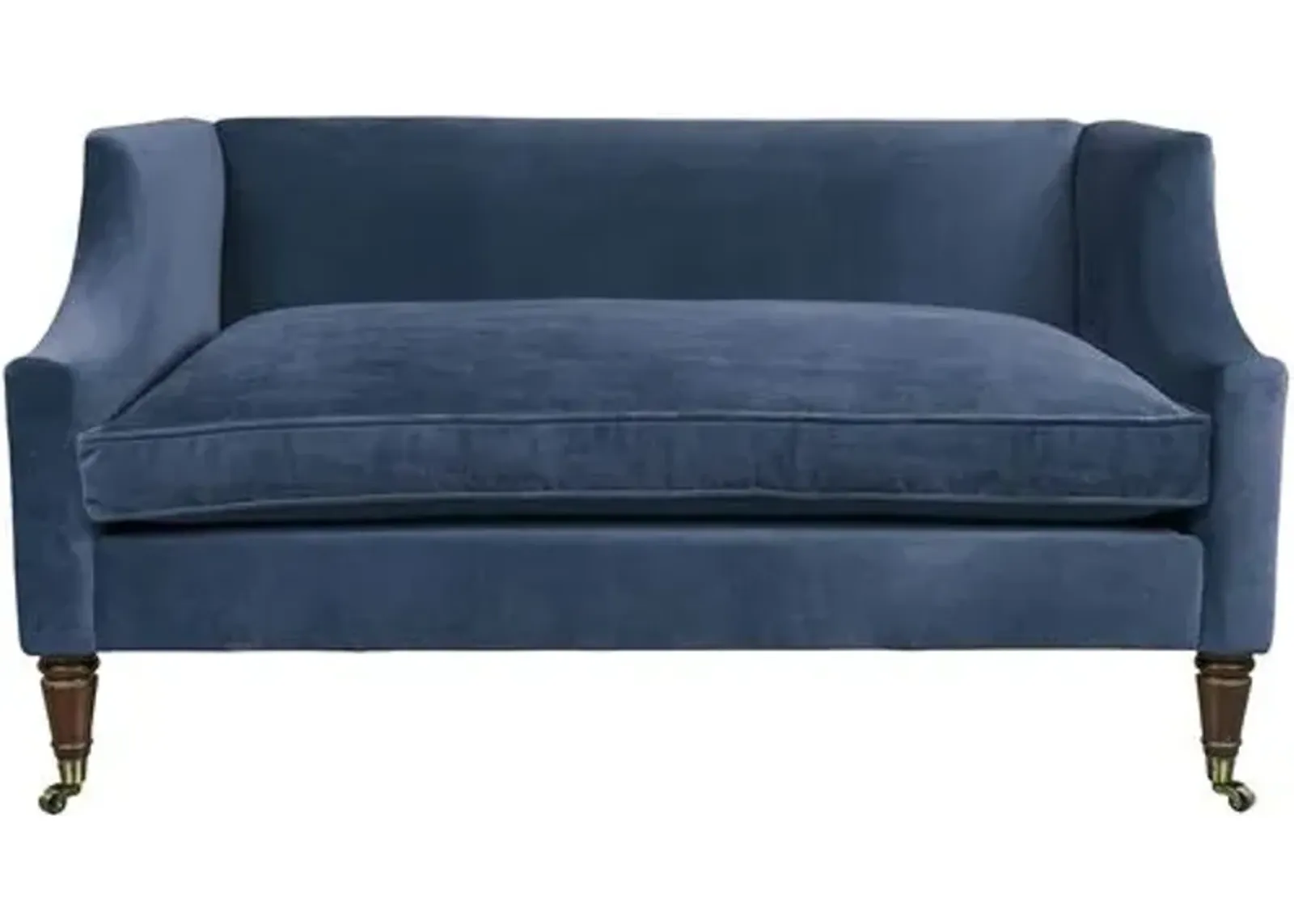 Gage Swoop-Arm Settee - Performance Velvet - Kim Salmela - Handcrafted - Blue