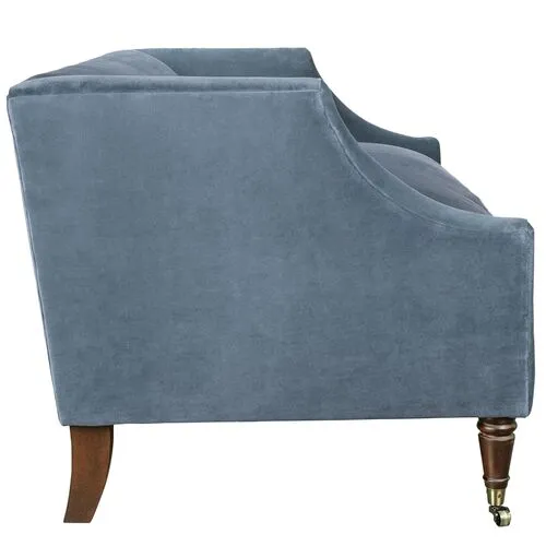 Gage Swoop-Arm Settee - Performance Velvet - Kim Salmela - Handcrafted - Blue