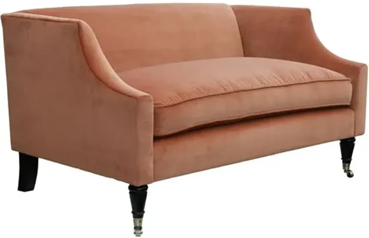 Gage Swoop-Arm Settee - Performance Velvet - Kim Salmela - Handcrafted - Orange