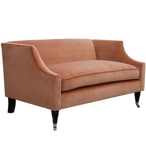 Gage Swoop-Arm Settee - Performance Velvet - Kim Salmela - Handcrafted - Orange