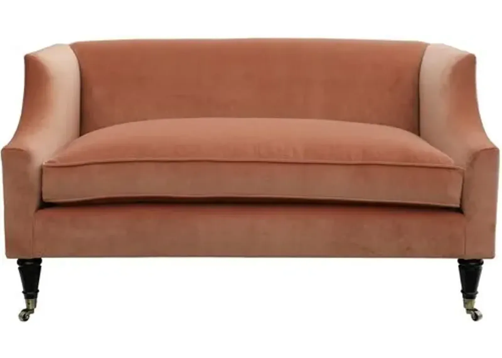 Gage Swoop-Arm Settee - Performance Velvet - Kim Salmela - Handcrafted - Orange