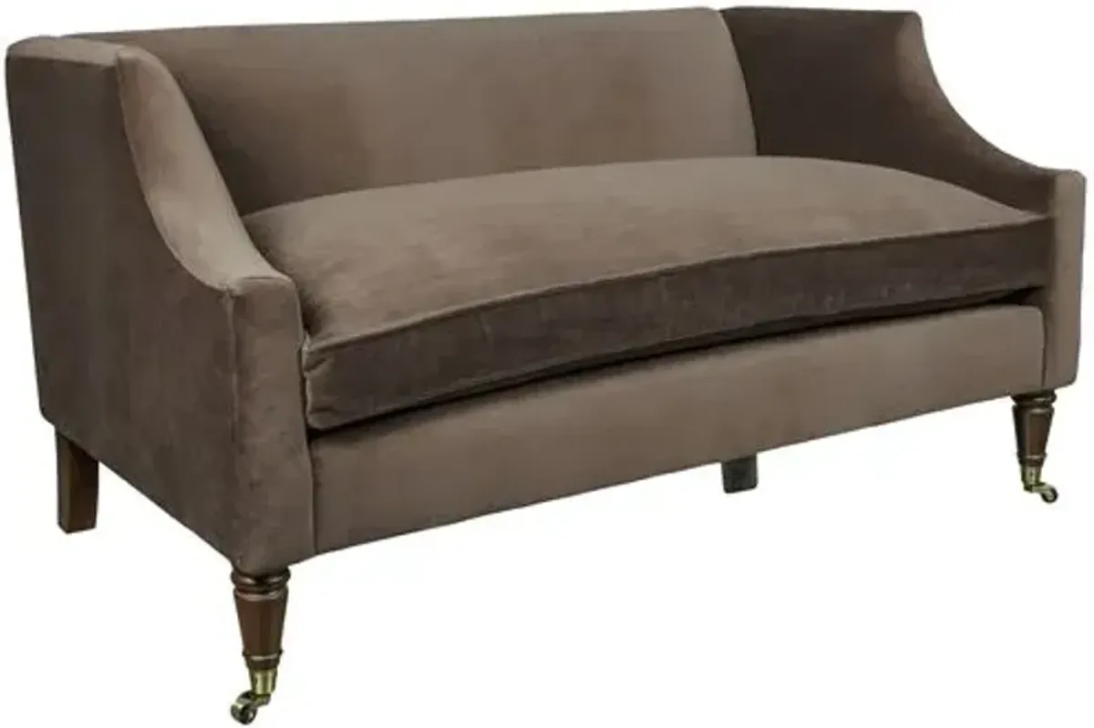 Gage Swoop-Arm Settee - Performance Velvet - Kim Salmela - Handcrafted - Beige