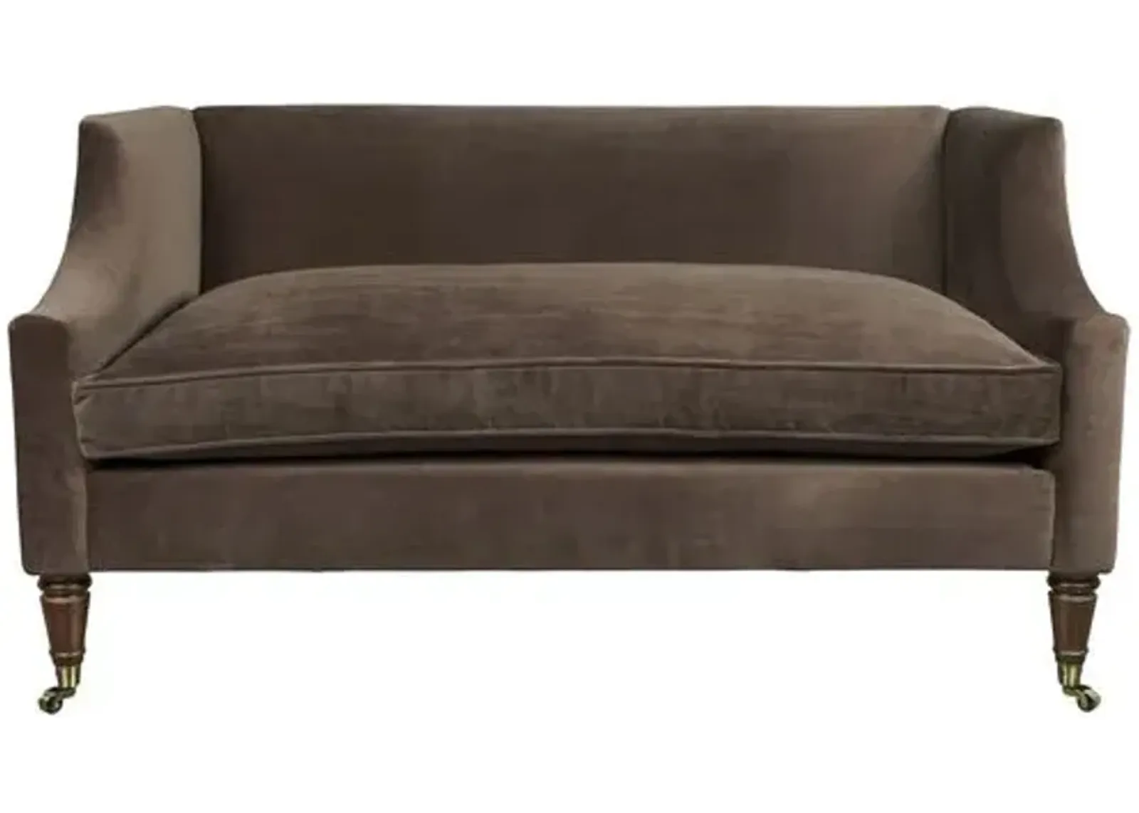 Gage Swoop-Arm Settee - Performance Velvet - Kim Salmela - Handcrafted - Beige