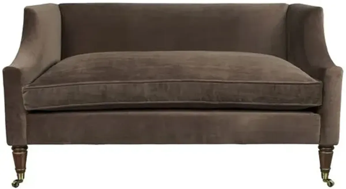 Gage Swoop-Arm Settee - Performance Velvet - Kim Salmela - Handcrafted - Beige