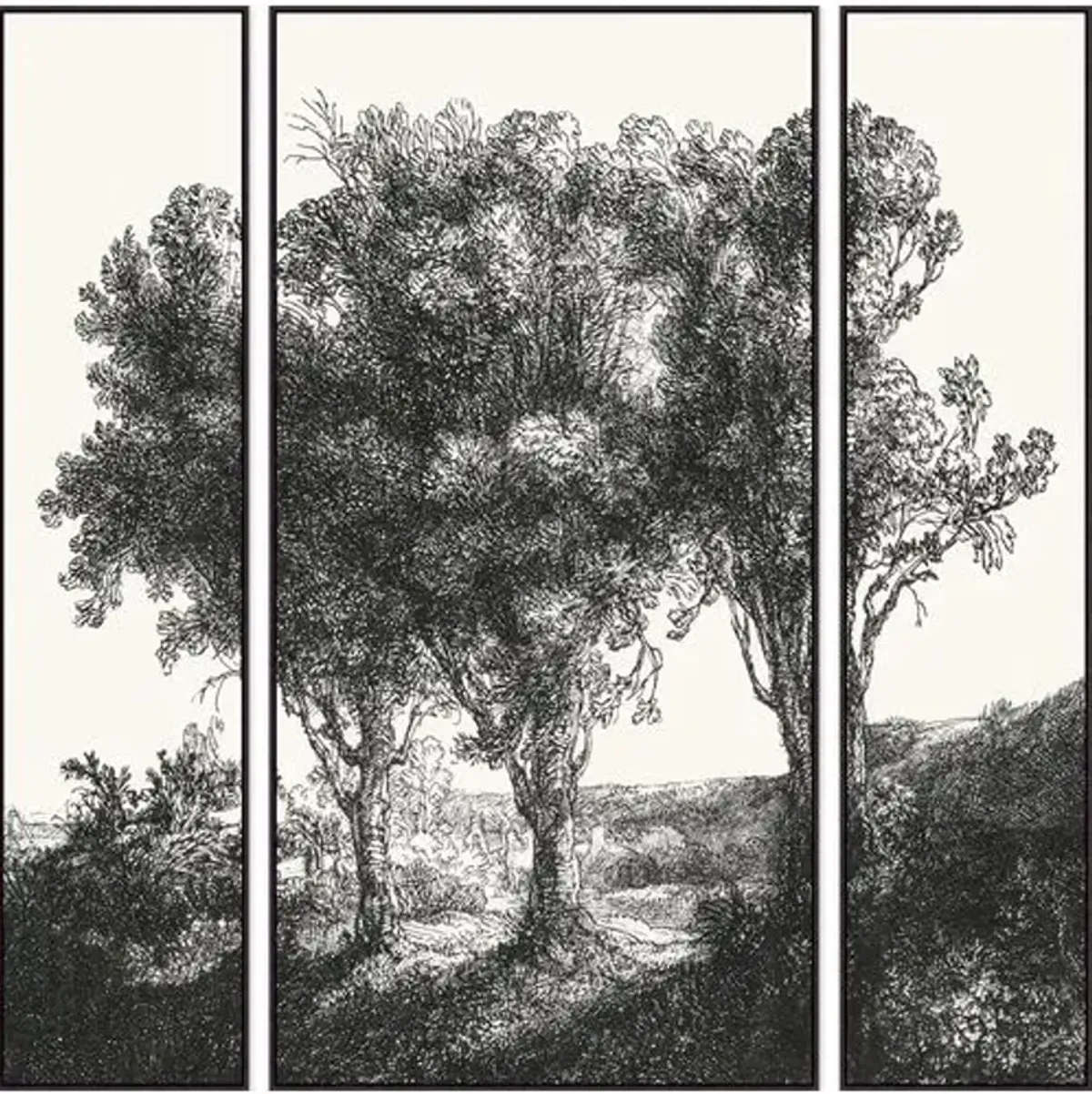 Pasture Etching Triptych (SET OF 3) - Black