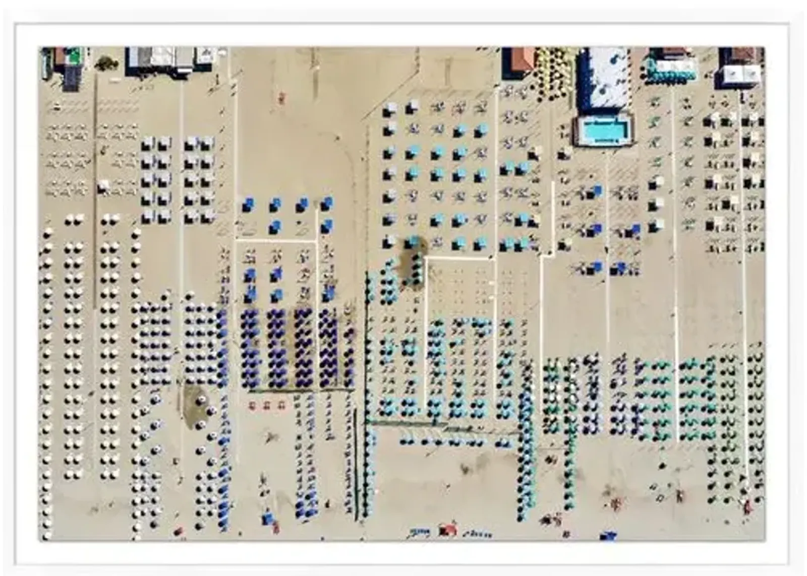 Grid of Beach Umbrellas - Blue