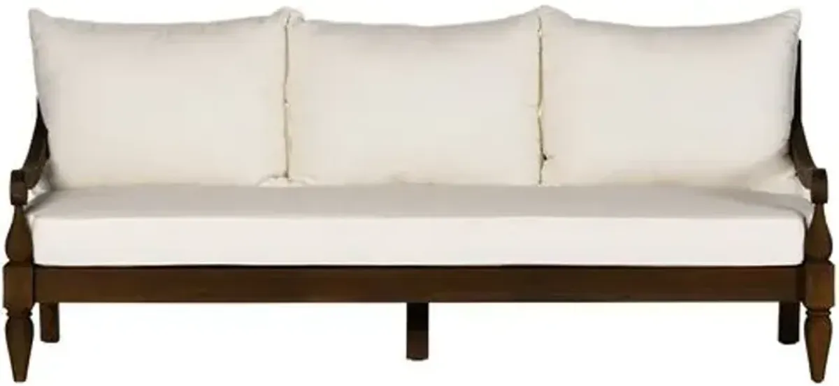 Sadie 86" Outdoor Teak Sofa - Heritage Brown/Ivory