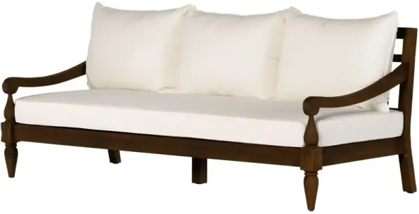 Sadie 86" Outdoor Teak Sofa, Heritage Brown/Ivory