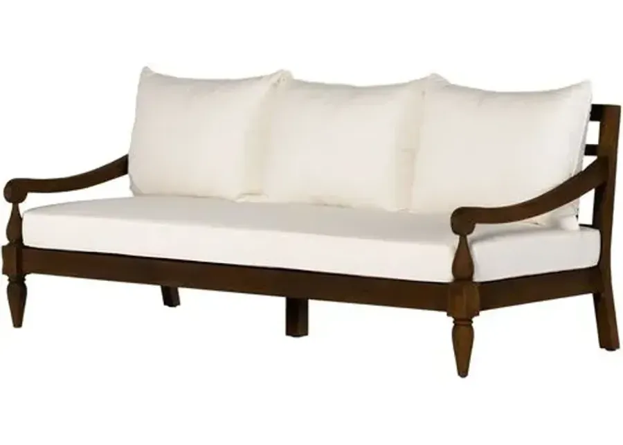 Sadie 86" Outdoor Teak Sofa - Heritage Brown/Ivory