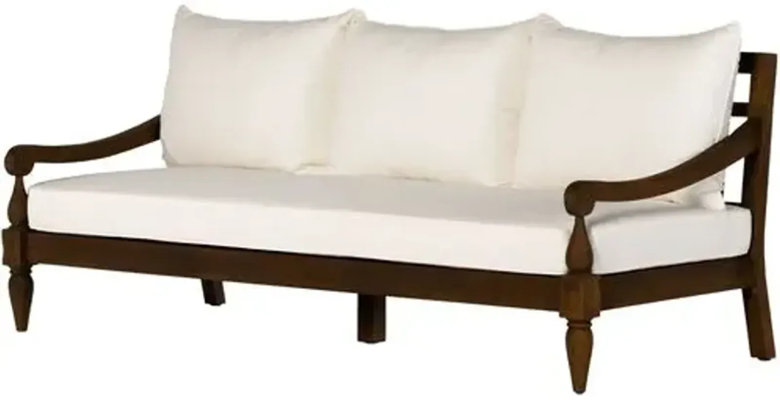 Sadie 86" Outdoor Teak Sofa - Heritage Brown/Ivory