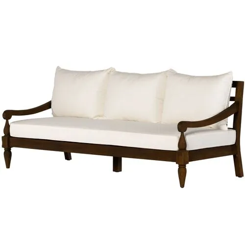 Sadie 86" Outdoor Teak Sofa - Heritage Brown/Ivory