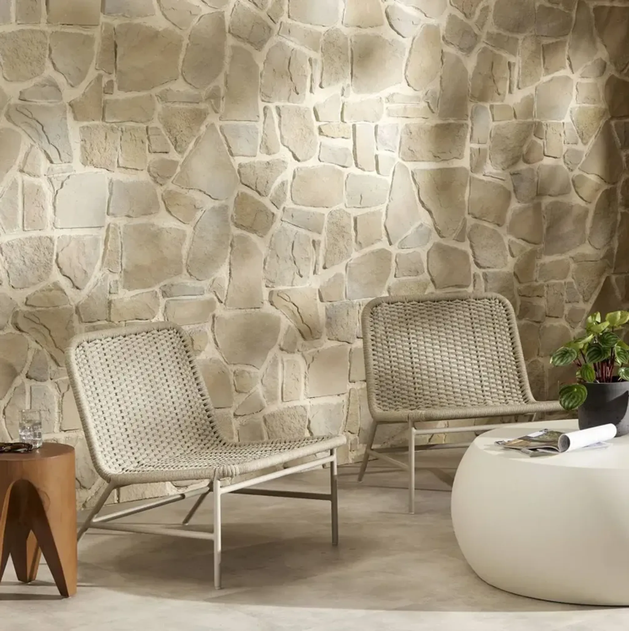 Levi Outdoor Woven Accent Chair, Ivory Rope | Furniture.com