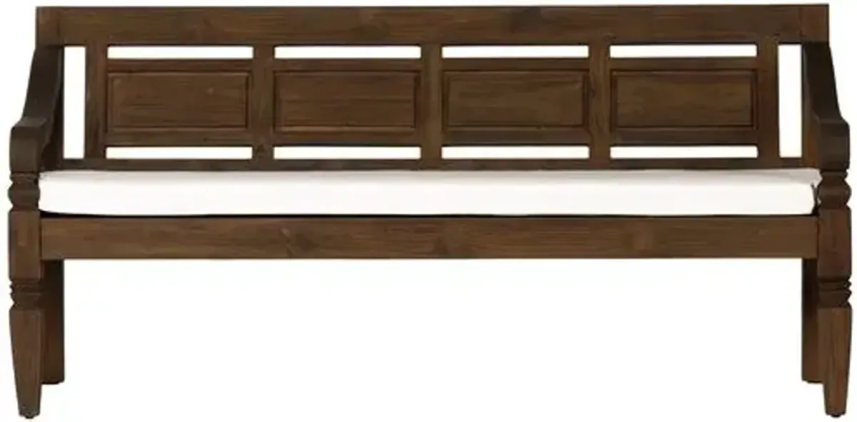 Sadie Outdoor Teak Bench - Heritage Brown/Cream