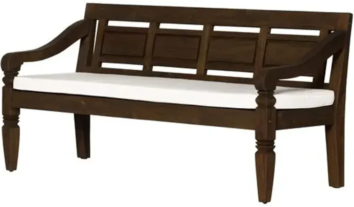 Sadie Outdoor Teak Bench - Heritage Brown/Cream