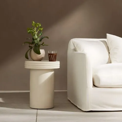 Marla Outdoor End Table - White Concrete