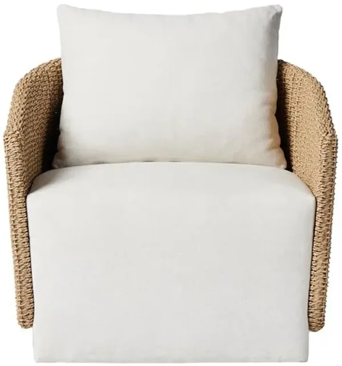 Lana Outdoor Swivel Chair - Natural Faux Hyacinth/White