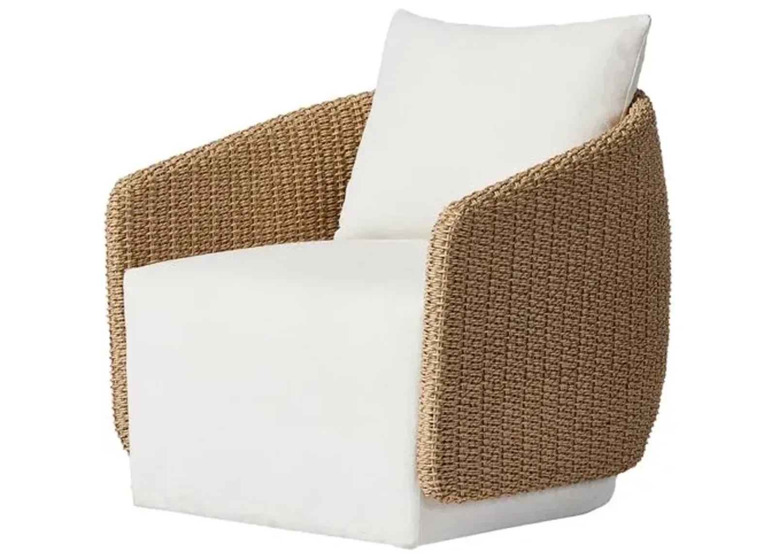 Lana Outdoor Swivel Chair - Natural Faux Hyacinth/White