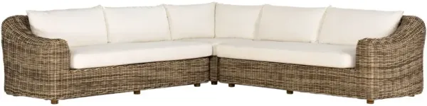 Makara Outdoor 3pc Sectional, Chunky Woven Sand/Ivory