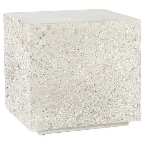 Celeste Outdoor Square End Table - Matte White Concrete